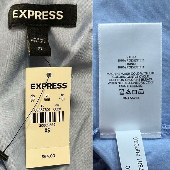 Express Blue Leopard Print Faux Wrap Peplum Top XS New - Picture 6 of 7